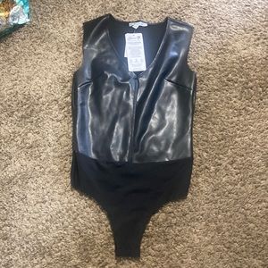 Faux leather bodysuit